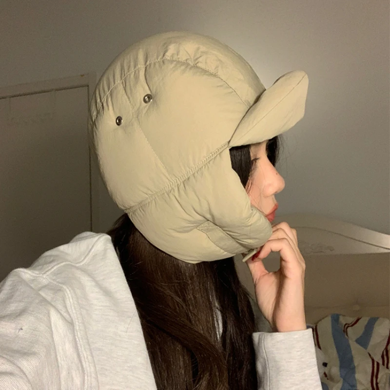 Ins Winter Korean Version Padded Bomber Hat Outdoor Travel Versatile Thermal Ear Protection Flying Caps for Men and Women