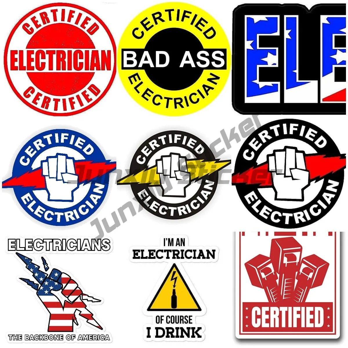 Certified Electrician Hard Hat Helmet TOOLBOX STICKER Label Electrical High Voltage Waterproof Vinyl Autohesion Stickers Decals