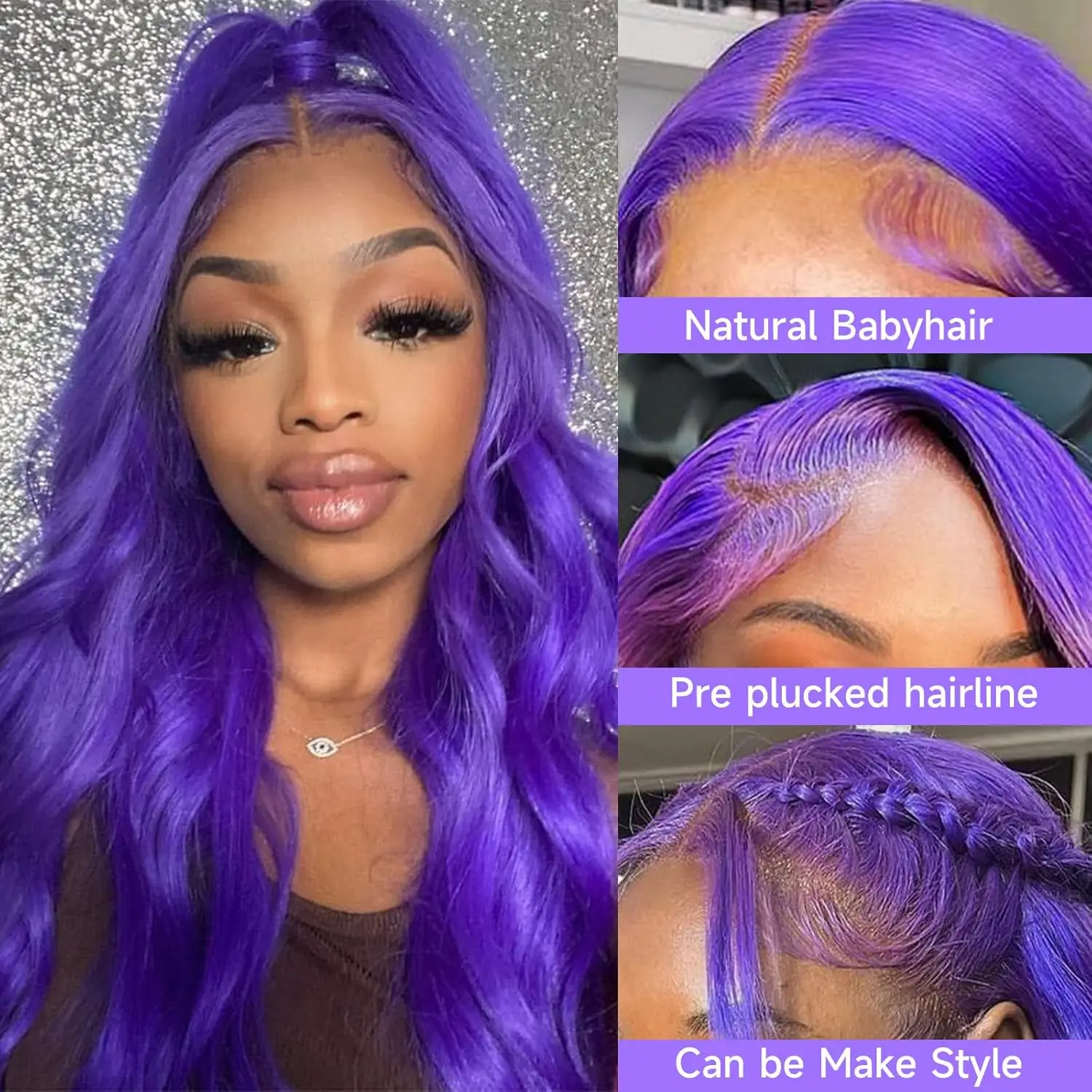 13X4 Body Wave Lace Front Wigs Human Hair Blue Lace Frontal Wig 200% Density Transparent Hair Wigs Colored Red And Purple Wigs