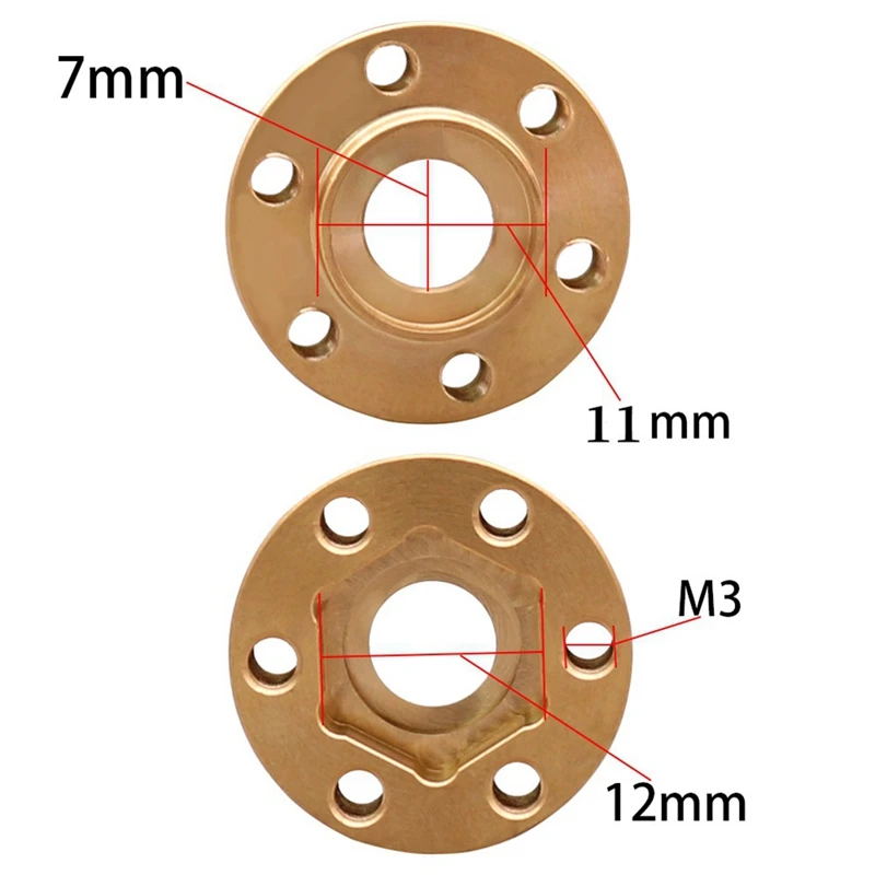 Adaptador de ensanchamiento de cubo hexagonal de rueda, 4 piezas de peso, 12Mm, para 1/10 RC Crawler Axial SCX10 TRX4, piezas de 6Mm