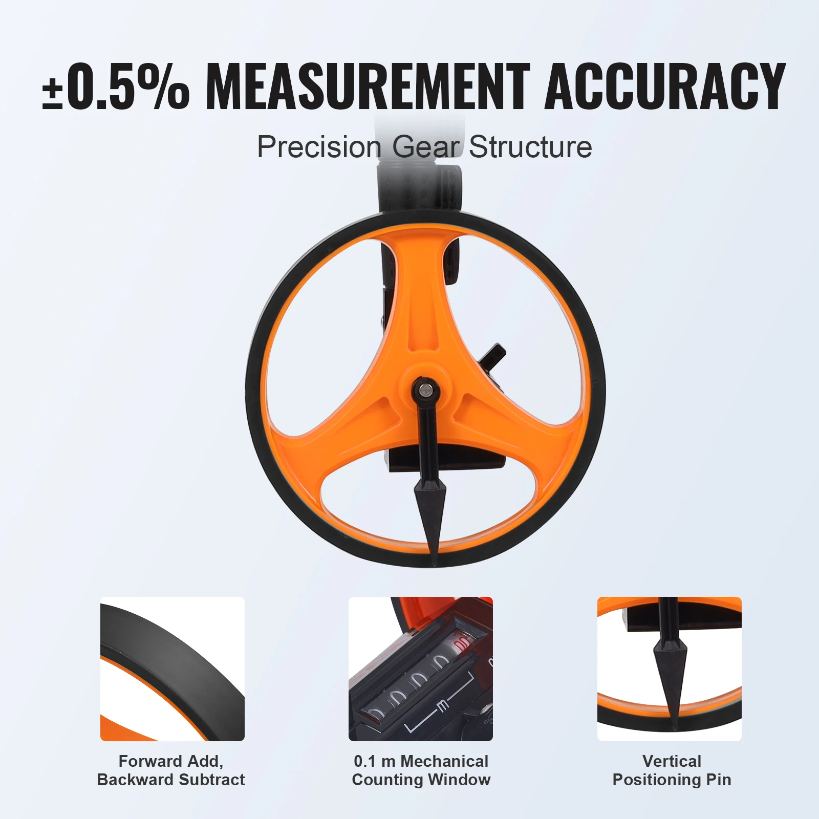 VEVOR Measuring Wheel Telescoping Measure Wheel Measurement 0-9,999m with Back Bag Suitable for Lawn/Hard/Wood Road Measuring