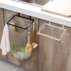 Metal Trash Rack Kitchen Cupboard Door Back Hanging Plastic Waste Bag Storage Stand Garbage Bracket Rubbish Bag Holder Frame