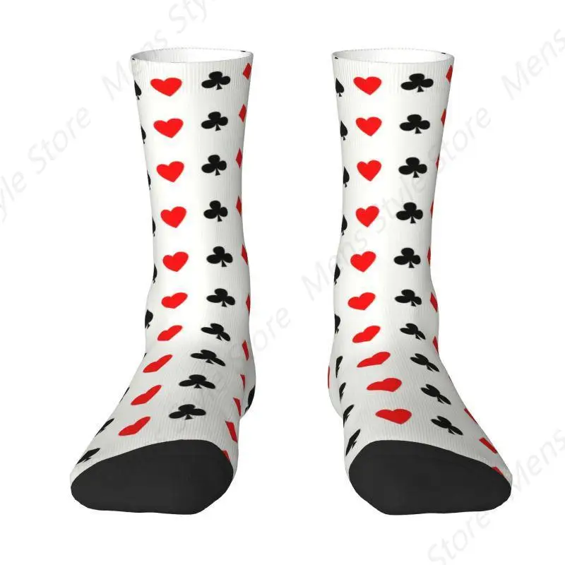 Funny Poker Pattern Mens Crew Socks Unisex Fashion Card Game Players Spring Summer Autumn Winter Dress Socks