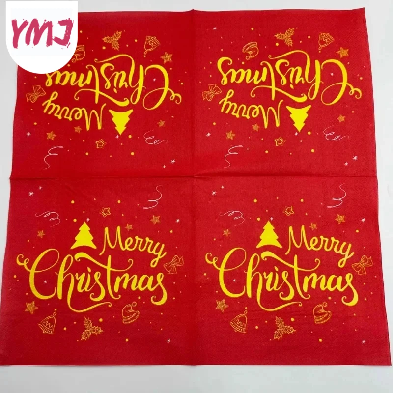 Colorful printed napkins red Christmas style paper restaurant party disposable decorative placemats 2-Ply 10/20pcs 33*33cm