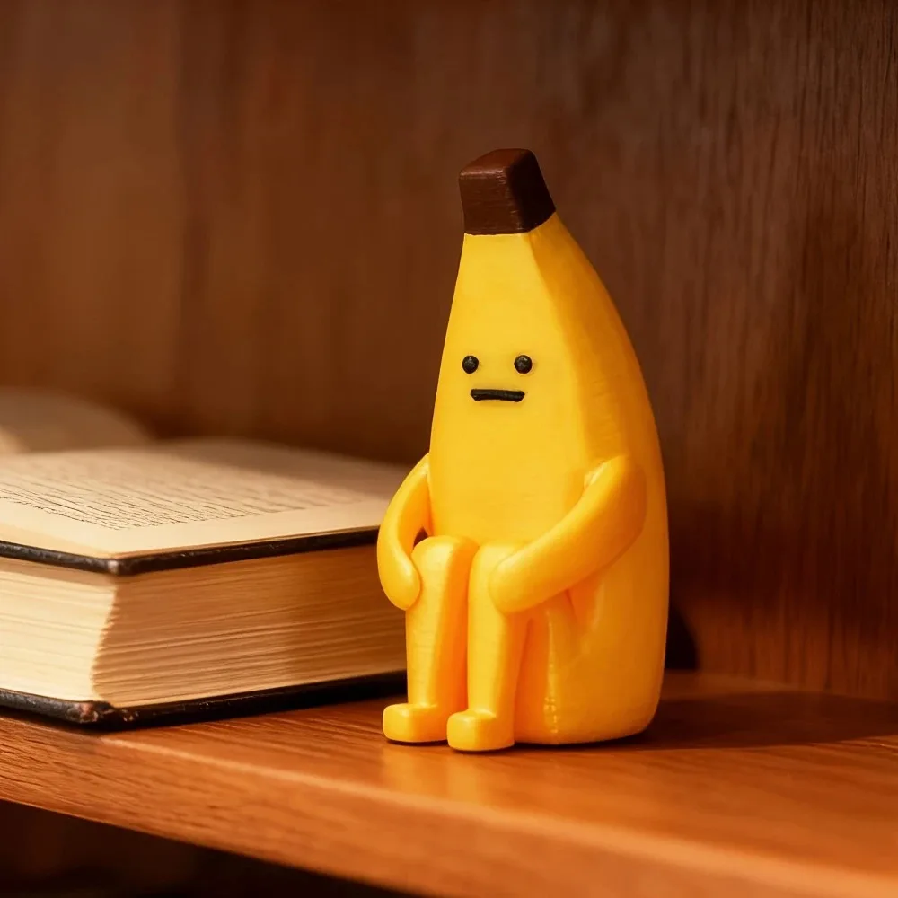 Anxious Banana 3D Printed Figurines – Durable Pla Decor for Home, Office & Car, Giftable