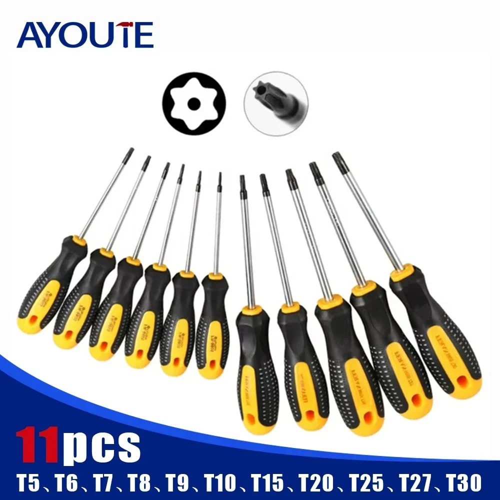 

CR-V Security Hole Torx Screwdriver Combination Set Magnetic Screw Driver Bit T5-T30 Kit for Phone Computer Repair Hand Tool Set