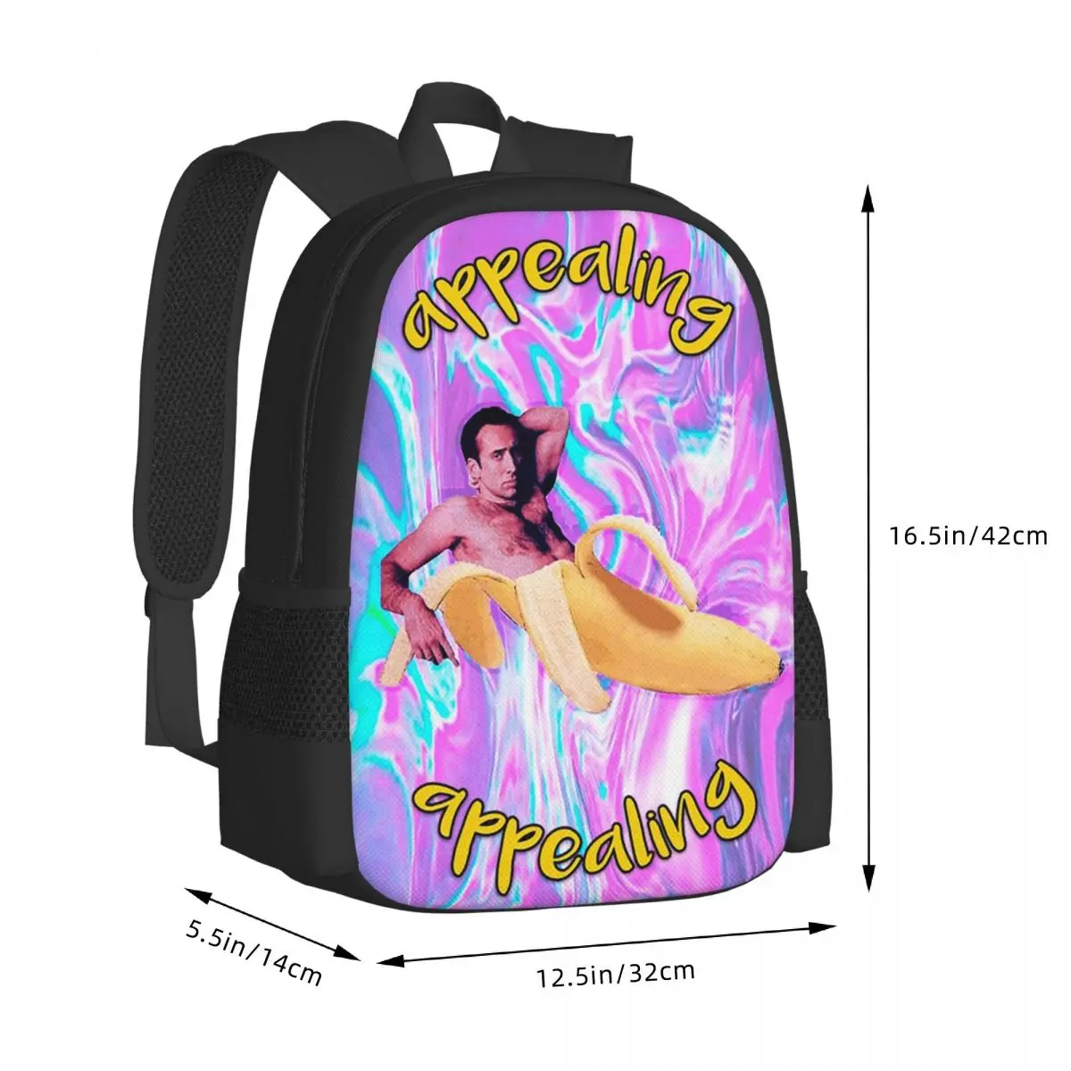 Nicholas Cage Banana Appealing Student Backpack School Bag Hiking Travel Daypack for Boys Girls Fashion Bookbag Shoulder Bags