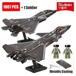 Sluban WW2 Military Army Avion Plane Jet Warcraft J-35 J-20 Fighter Warplane Sets Aircraft Building Blocks Toys For Boys Gift