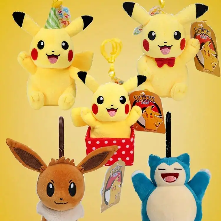 포켓몬 피카츄 뮤 꼬부기 이브이 파이리 카와이 봉제 인형 펜던트, 동물 배낭 펜던트 키링, 작은 인형 선물