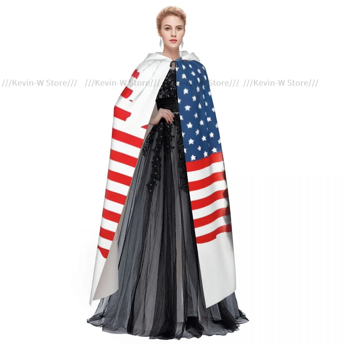 Hooded Cloak Unisex Cloak with Hood American Flag Trump Cloak Vampire Witch Cape Cosplay Costume