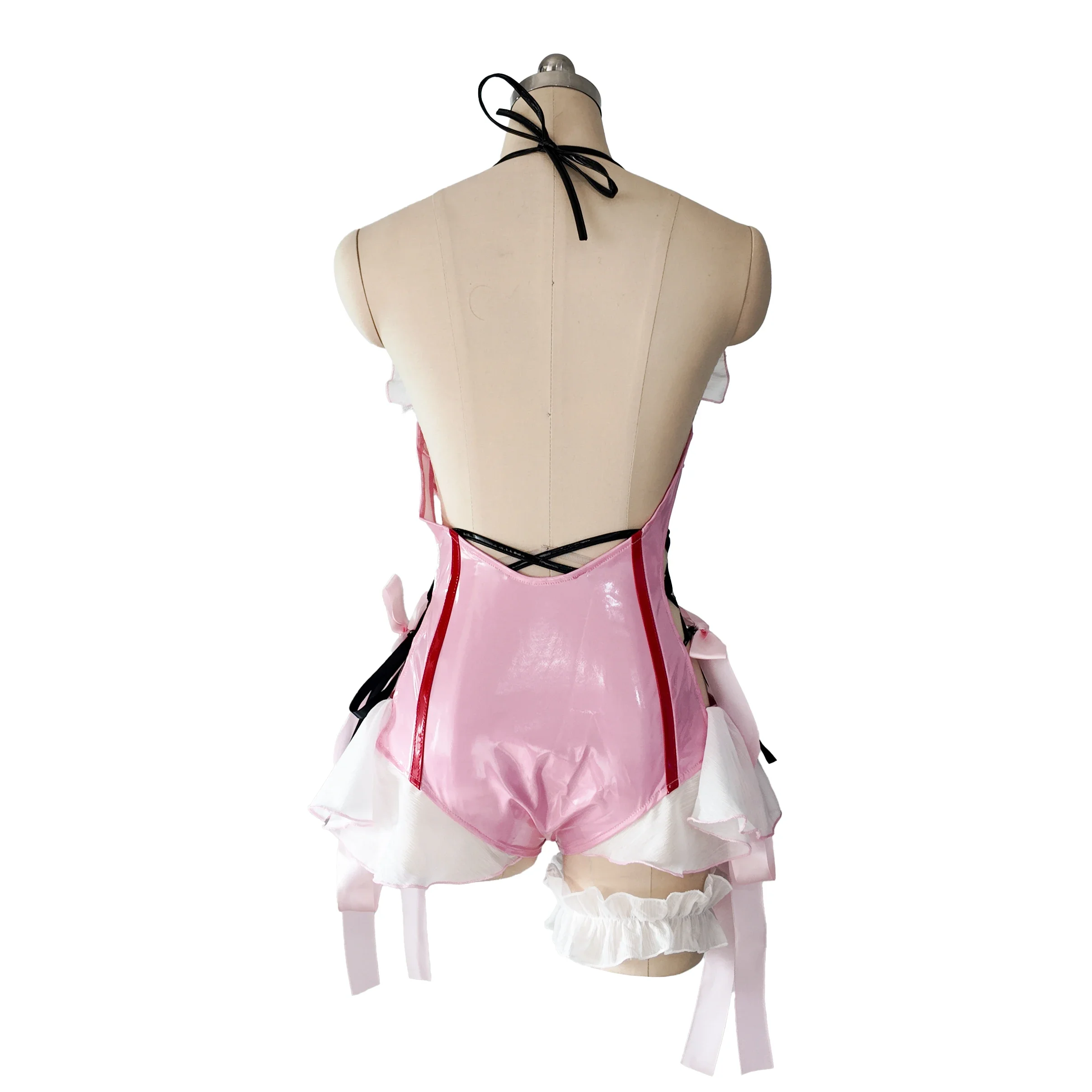 LiteFeaturium Rosa Leder Mädchen Badeanzug Hase Schatz süße Cosplay Uniformen Set COSPLAY ROSA