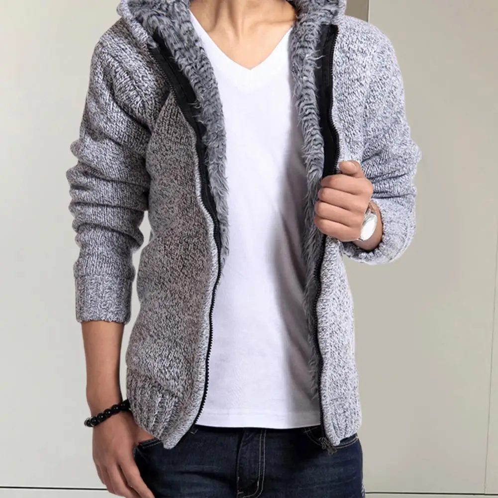 Trendy  Men Knitted Jacket Super Soft Slim Fit Good Touch Knitted Outerwear Long Sleeve Washable Men Sweater Streetwear