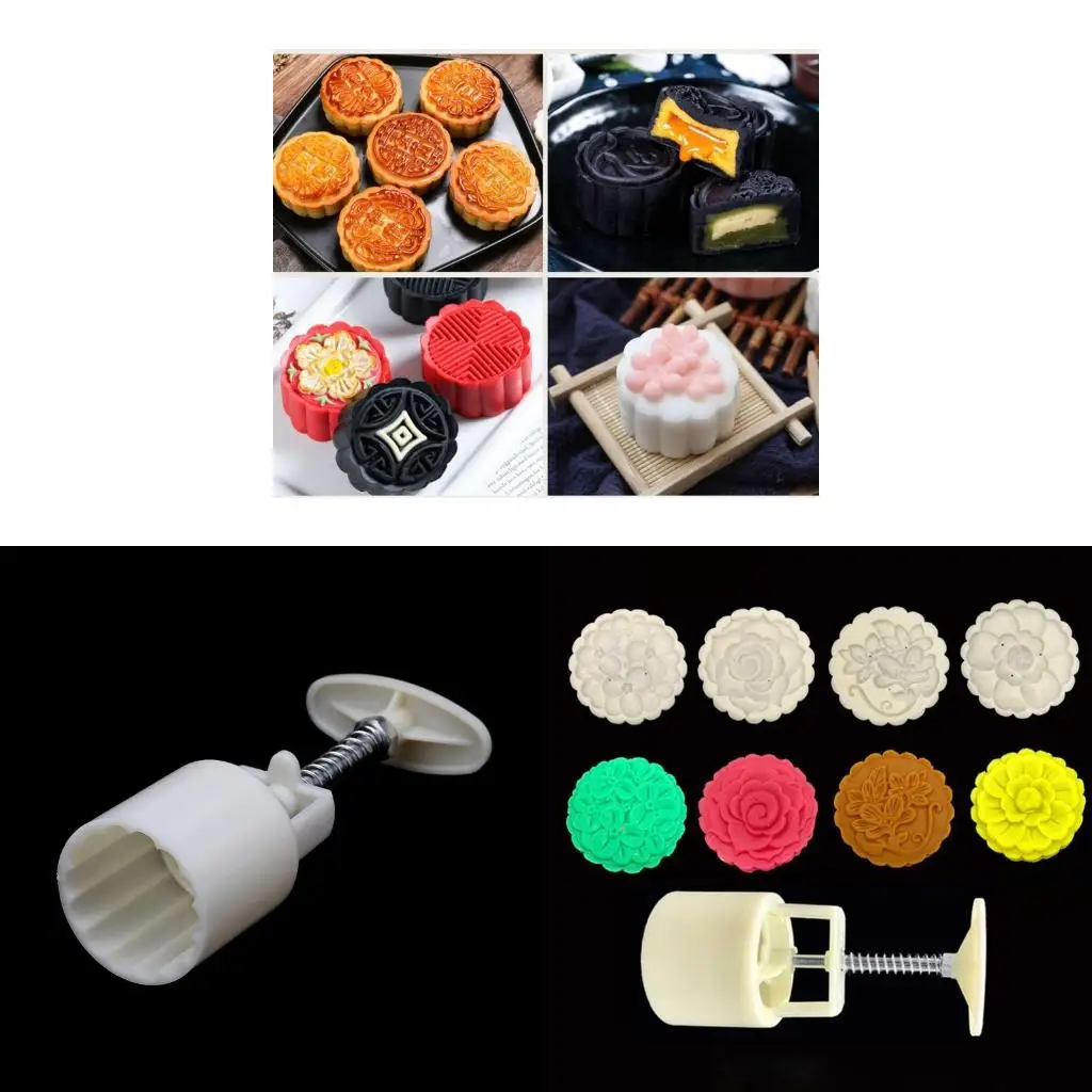  Mooncake Mold 125g Flower tamps Set Cake Cookies Pastry Accessories Supplies