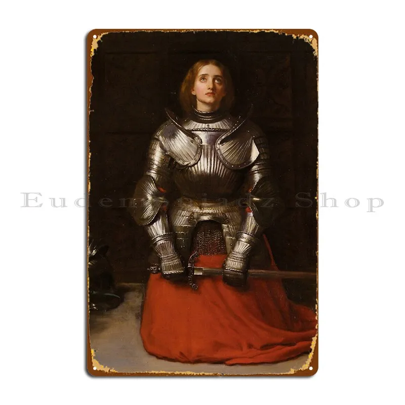 Joan Of Arc John Everett Millais 1865 Metal Sign Garage Party Customized Garage Wall Decor Tin Sign Poster