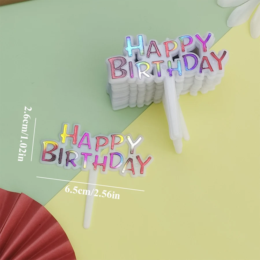 25 Stück Plastik alles Gute zum Geburtstag gebacken Englisch alles Gute zum Geburtstag Gold Party Kinder ersten Jahr Kuchen Dressing – Detail 7