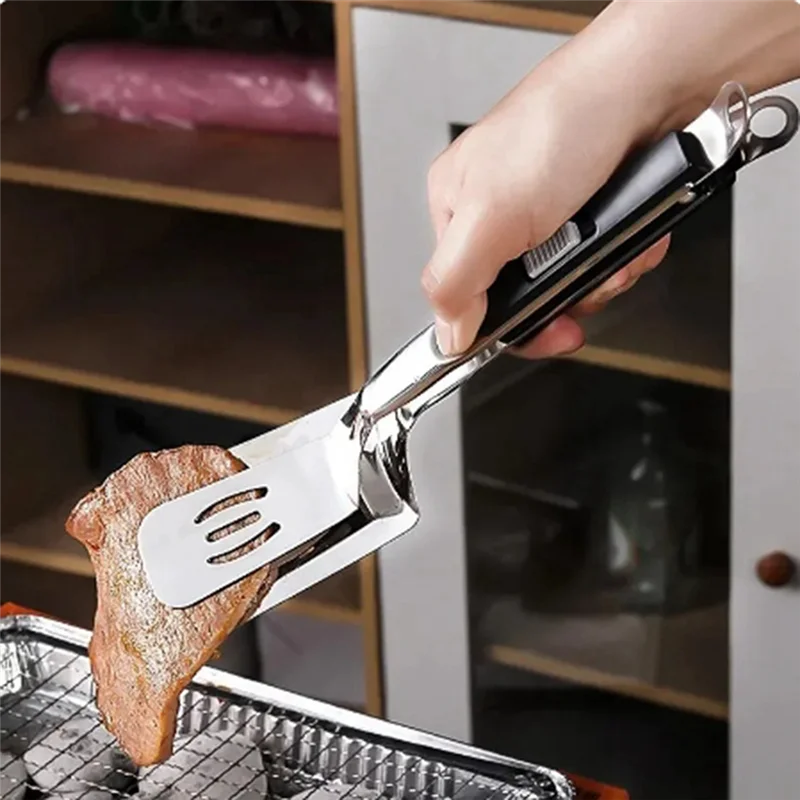 

1PC Stainless Steel Steak Clip Pancake Barbecue Spatula Clip BBQ Tongs Frying Fish Spatula Clip Bread Home Kitchen Tool
