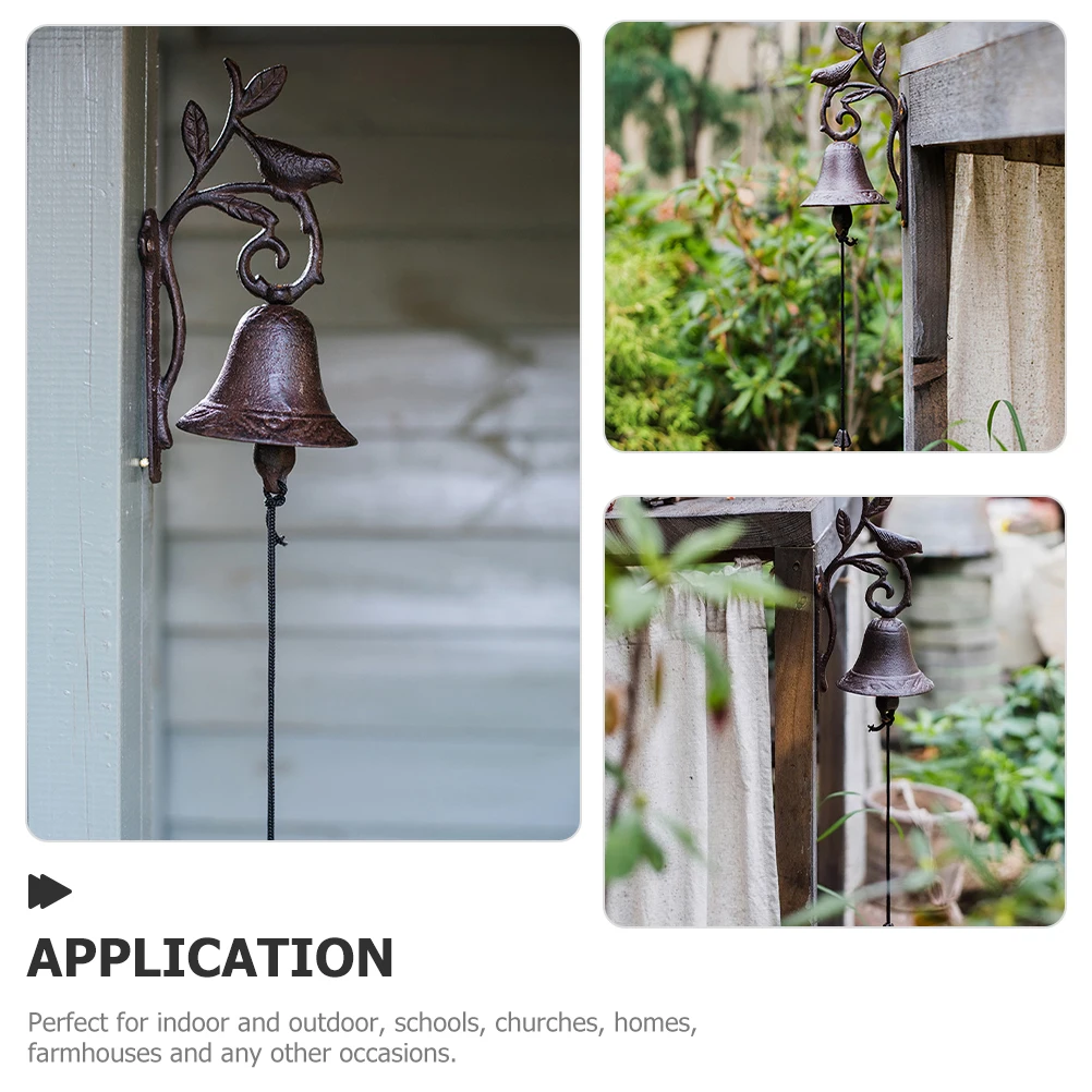 

Vintage Iron Wall Hanging Birds Doorbell Metal Decorative Bell Durable Outdoor Indoor Hanging Doorbell Front Door Decoration