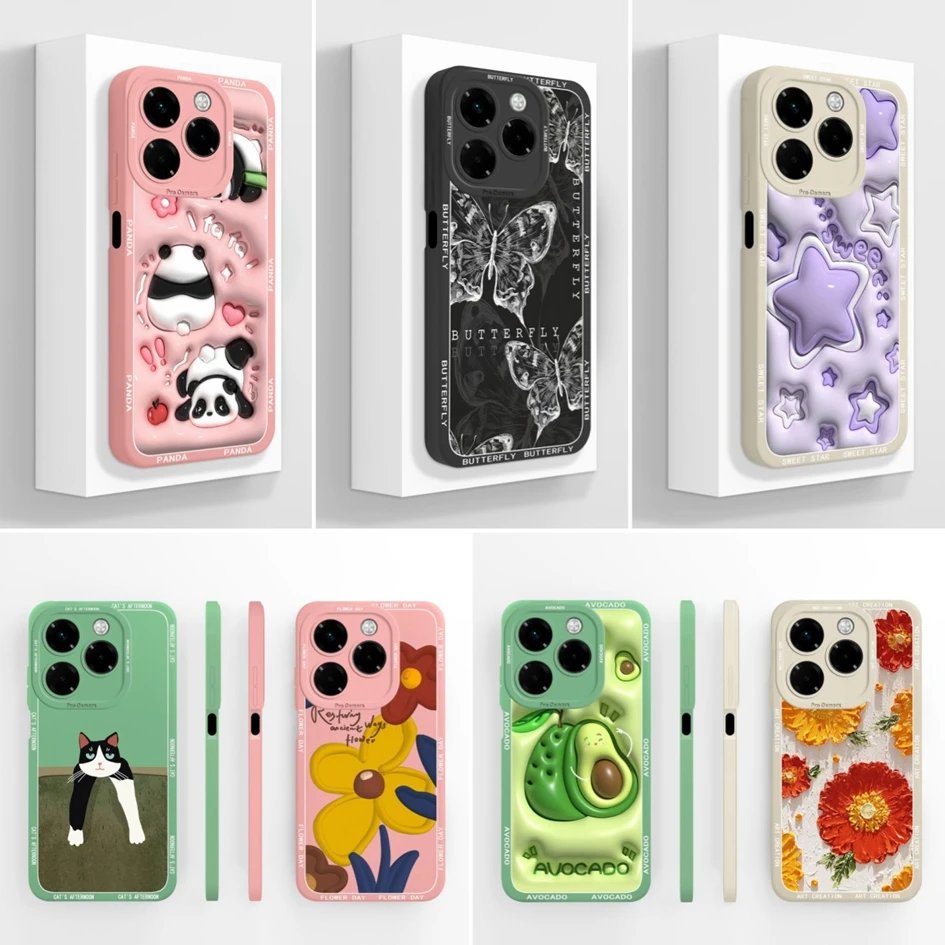 

For Infinix Note 40X 5G Soft Back Cover Funda Cute Creative Flowers Cat Design Silicone Ultrathin Shell For Infinix Note40X Case