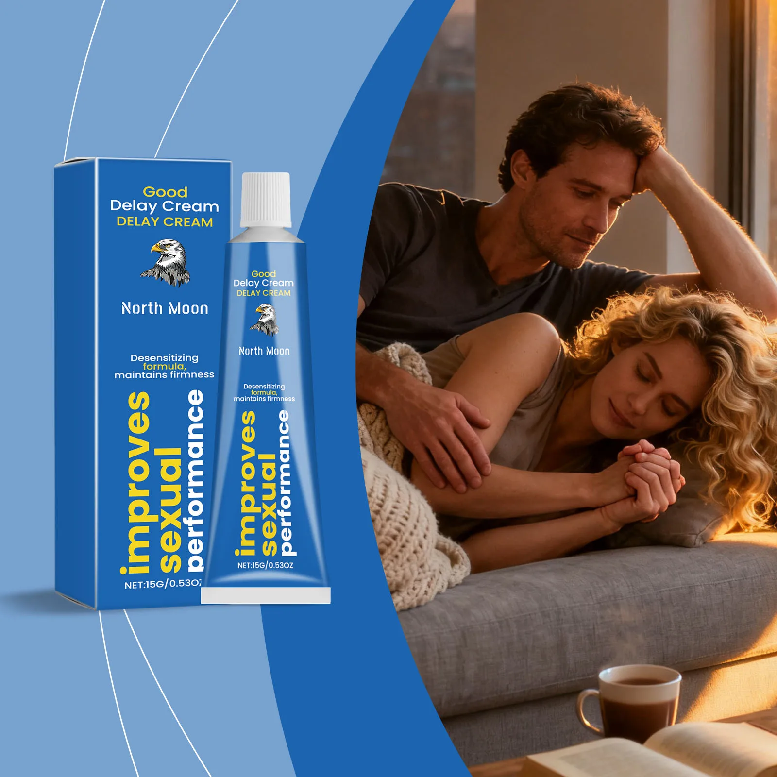 Creme Retardante Masculino North Moon: Aumenta a Resistência, Cuidado Suave, Prolonga a Duração Íntima, Creme Portátil para Cuidados com a Área Íntima Masculina