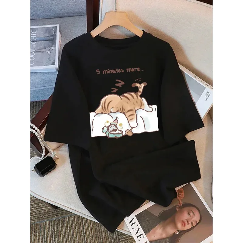 Sleepy Cat Loose Cotton Printed Men's and Women's Personalized Short Sleeve Summer New Fashion Casual Round Neck T-shirt