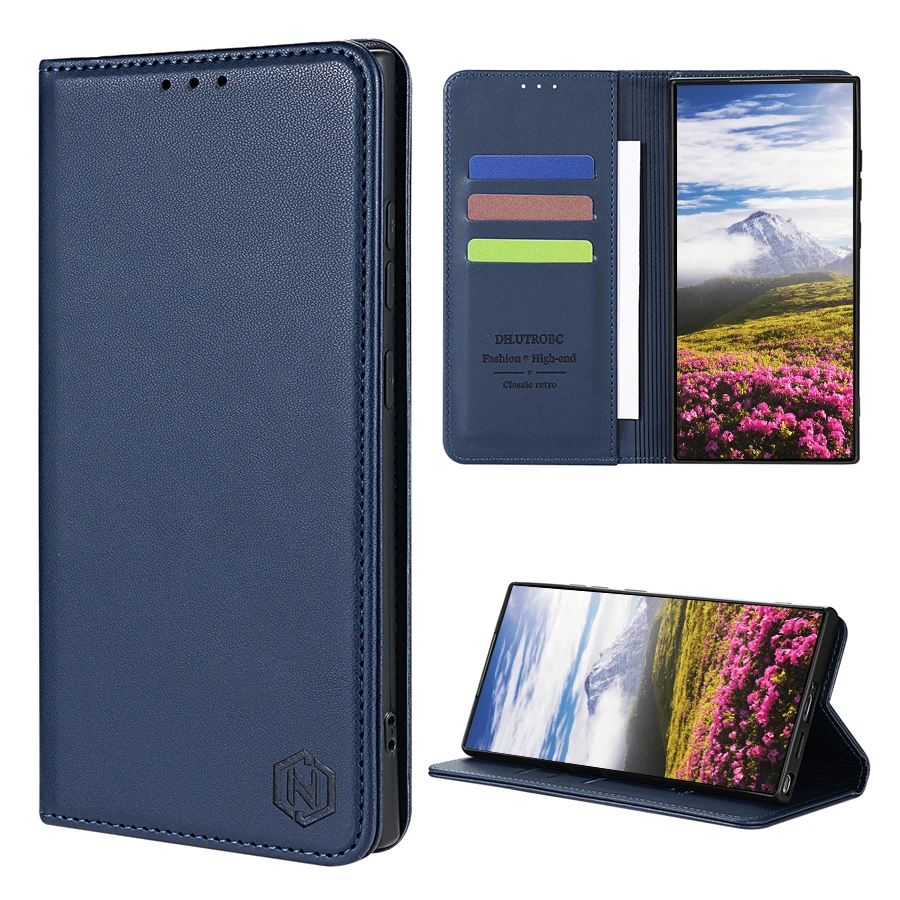 Portemonnee-vriendelijke lederen hoes met kaartsleuf en magnetische sluiting voor Samsung Galaxy S26 Ultra S25 Plus S24 FE A07 A17 A26 A36 A56