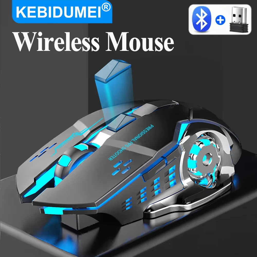 Ratón Bluetooth KEBIDUMEI, ratón Mecha inalámbrico de 2,4G, ratón recargable con retroiluminación para juegos, ratón ergonómico para oficina, accesorios para juegos