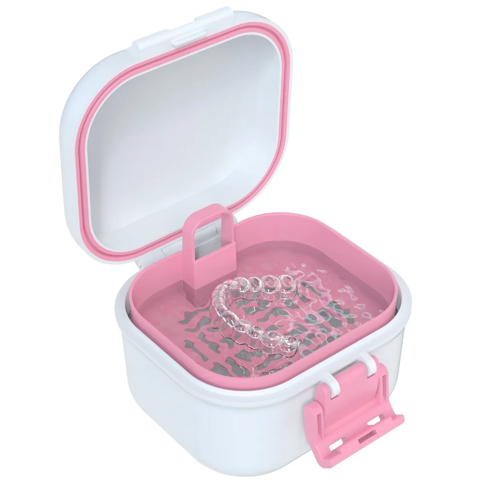 Double-Layer Leak-Proof Denture Soaking Cup Multiple Colors Available Protective Portable Denture Container