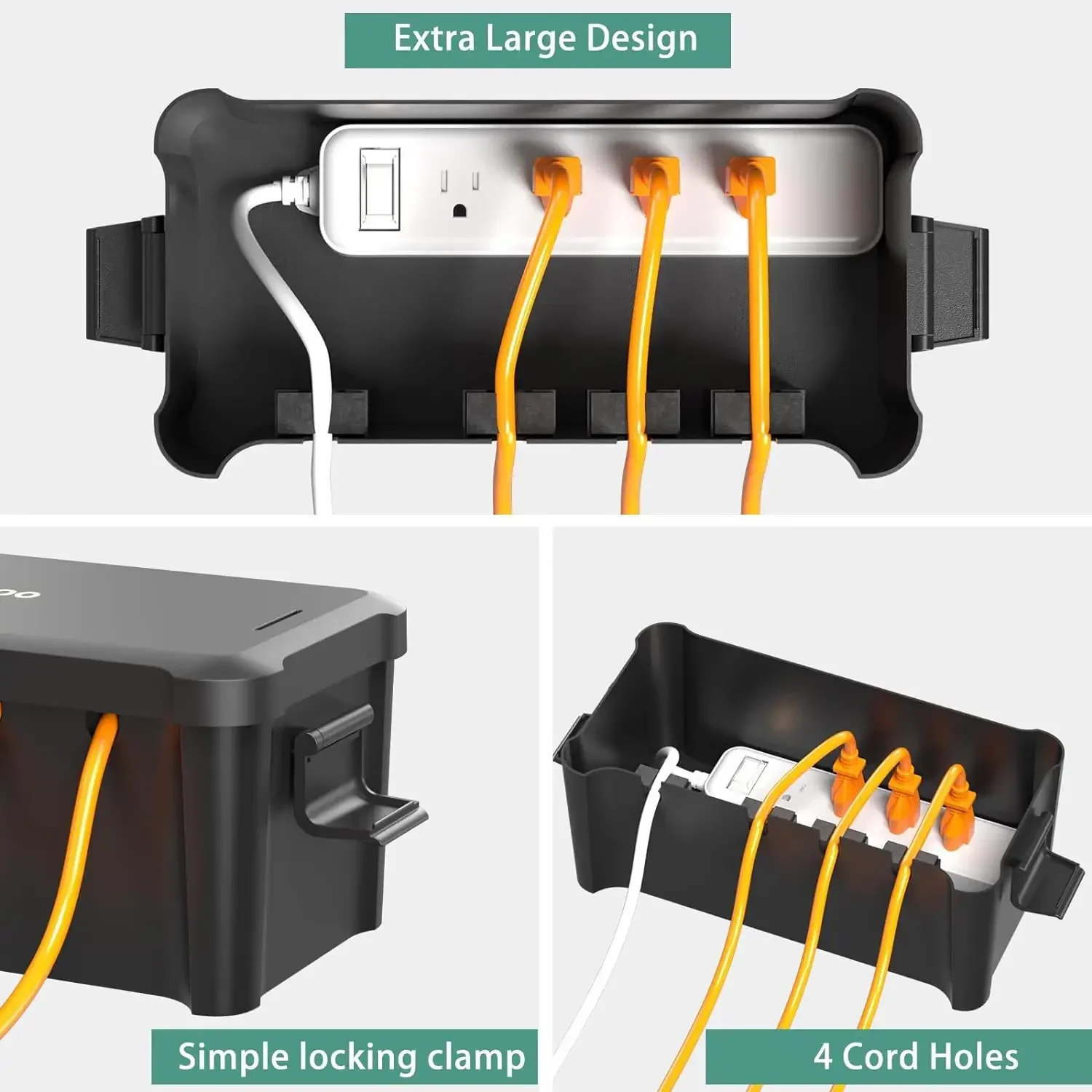 Diivoo Waterproof Electrical Box Outside Cable Connection Socket Enclosure Outdoor Extension Cord Connection Box for Garden