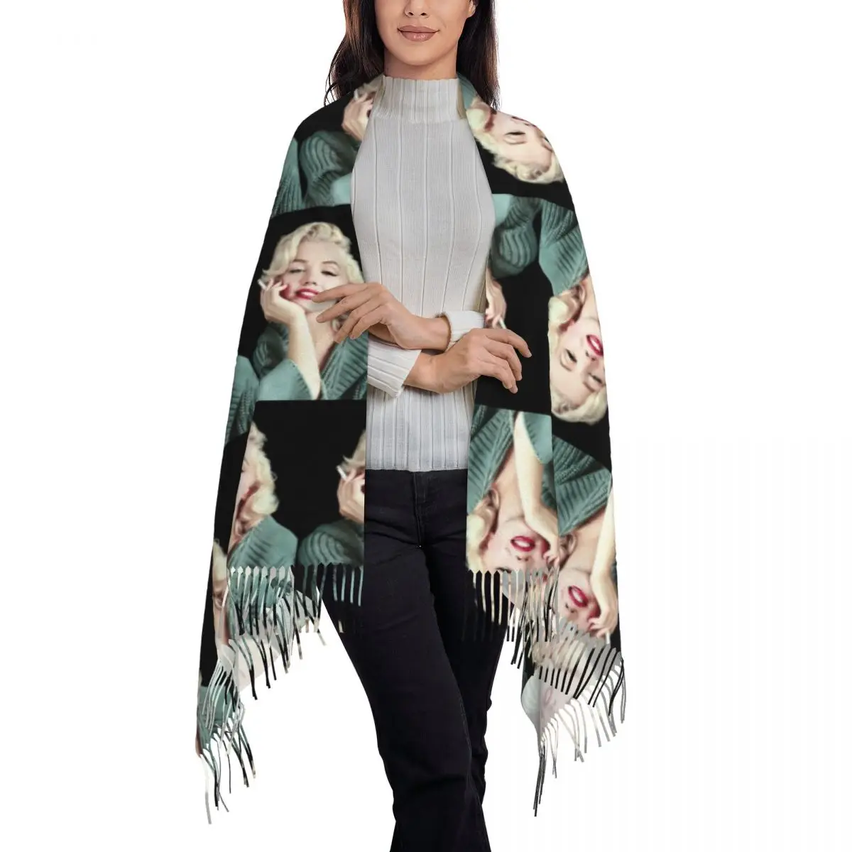 Madonna Scarf Tassel Scarves Women Soft Warm Shawls and Wraps Large Fall Winter Shawl Wrap