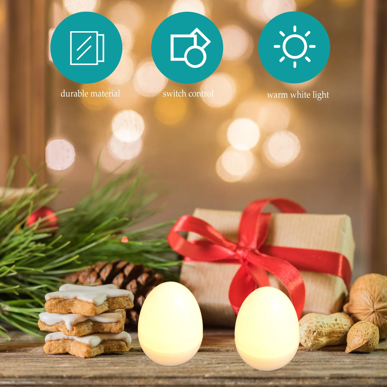 

12pcs Egg Shaped Night Lights Glowing Mini Egg Lamps For Easter Party Decor Festival Supplies Home Bedroom Warm Light