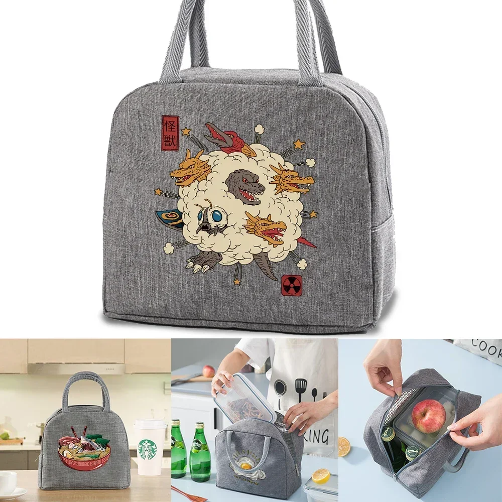 

Lunch Bag Waterproof Durable Women Men Lunch Bag Canvas Insulated Convenient Bento Box Storage Bag Harajuku Pattern Print