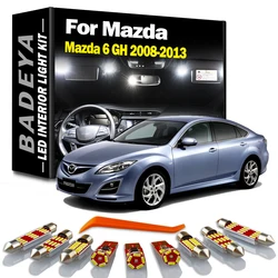 13Pcs LED Interior Roof Light License Plate Lamp Kit For Mazda 6 Mazda6 MK2 GH 2008 2009 2010 2011 2012 2013 Door Sun Visor Bulb
