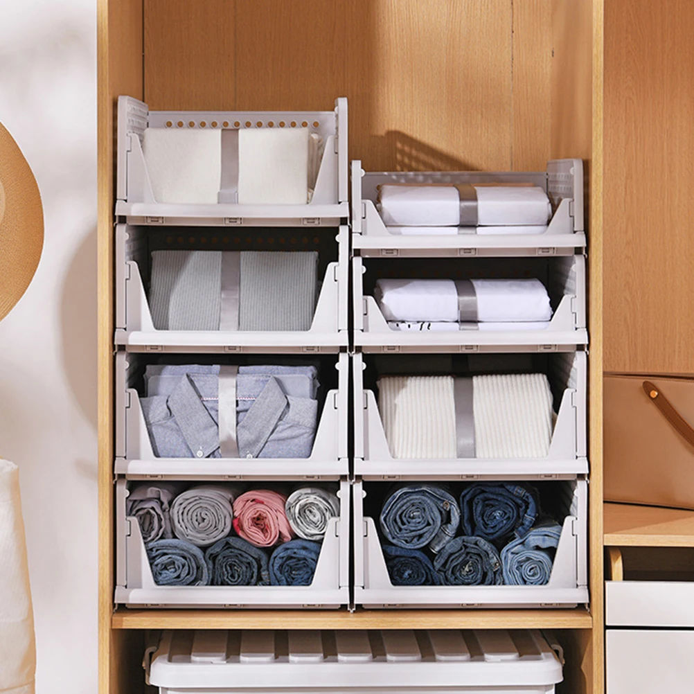 

2pcs Drawer Storage Box Stackable Clothes Organizer Wardrobe Closet Plastic T Shirts Pants Moldproof Ventilated