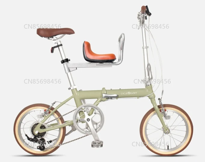 

Ultra Light Folding Bike for Parent Child with Kids Seat Easy Ride Foldable Bicycle for Outdoor Fun