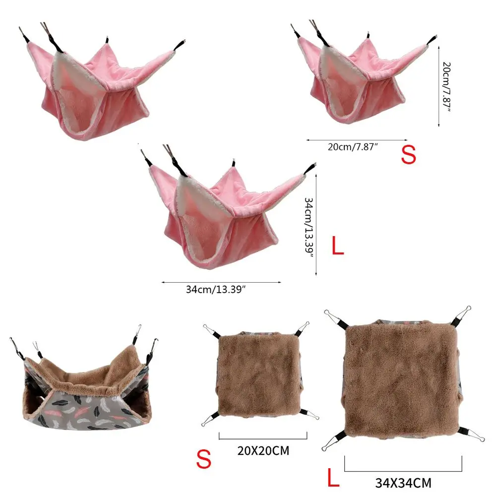 Weicher, doppellagiger, verdickter, komfortabler Winter-Schlafsack für kleine Tiere, Meerschweinchen-Nest, Hamster-Hängematte, weich – Detail 2