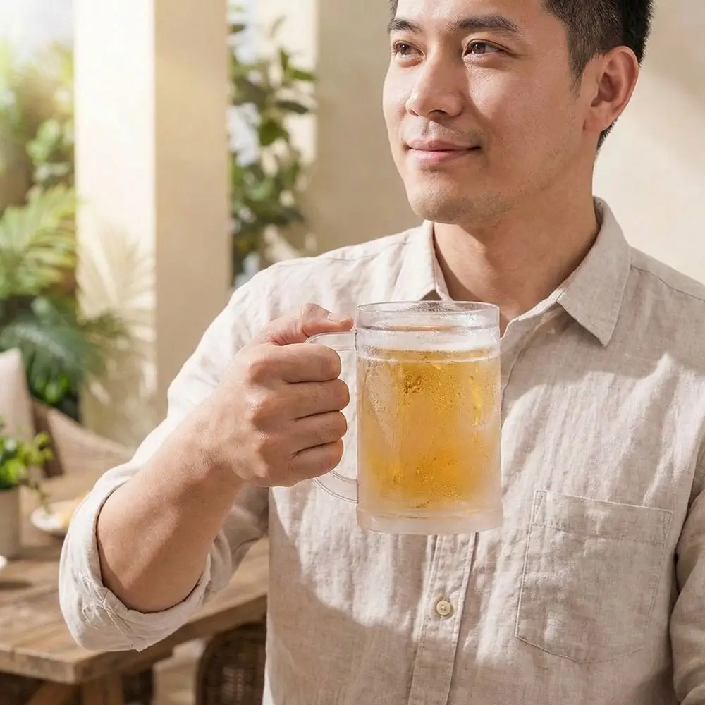 Plastic Cold Drink Chilled Cups Washable Leak-Proof Ice Coffee Cup Transparent Thickened Freeze Beer Glass Summer Cooling