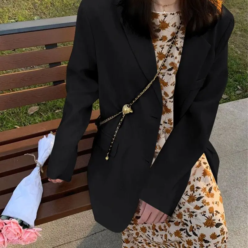 

KoreanStyle Influencer Women's 2025 Spring Autumn Blazer Solid Color Casual Long Sleeve Slimming Versatile Suit Jacket