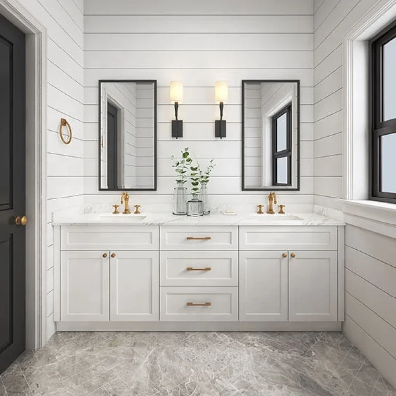 

Modern design shower room cabinet painted white bathroom sink vanity