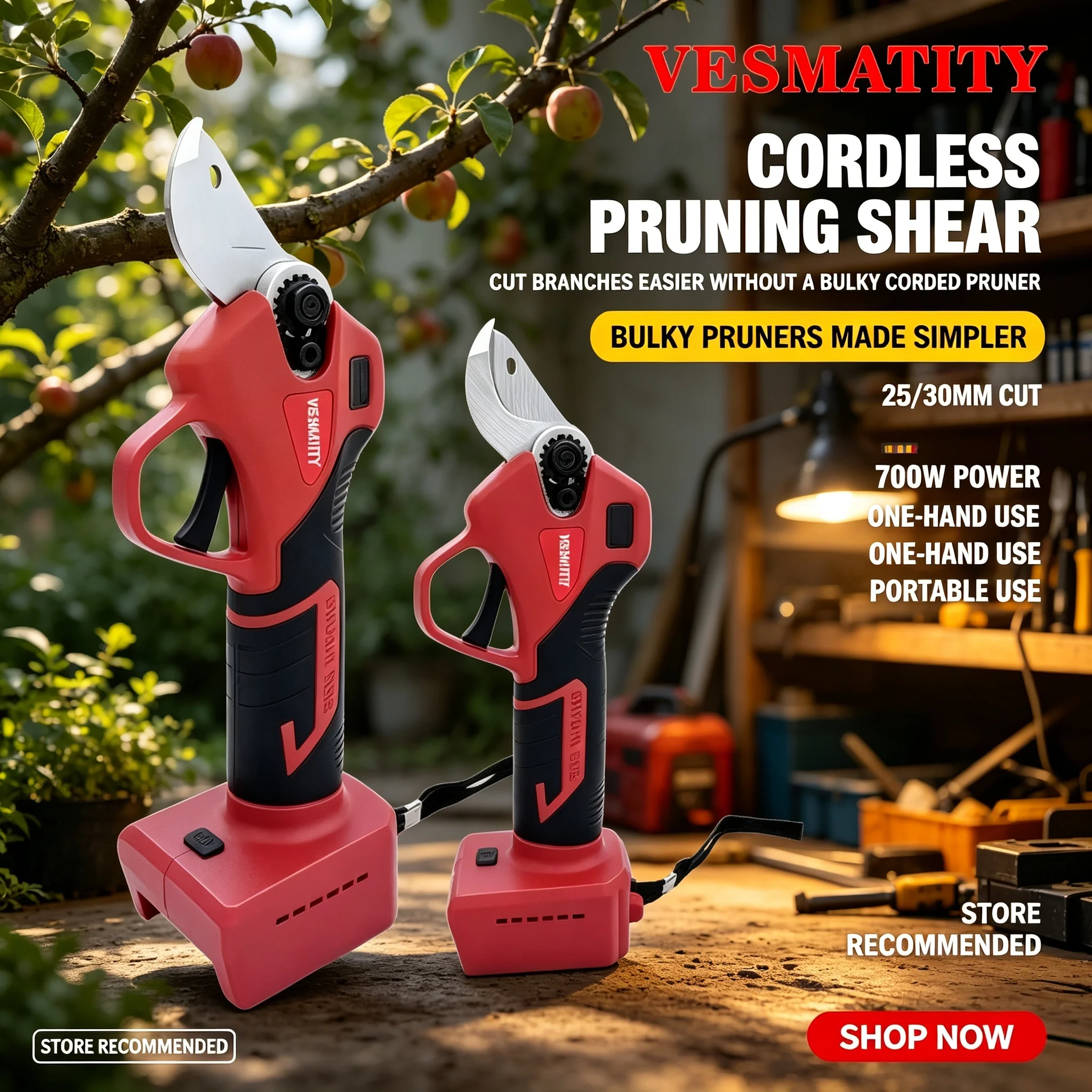 Electric Brushless Pruner 4 Gears Cordless Handheld Orchard Shrub Tree Branch Pruning Cutter For Makita 18V Battery Tool