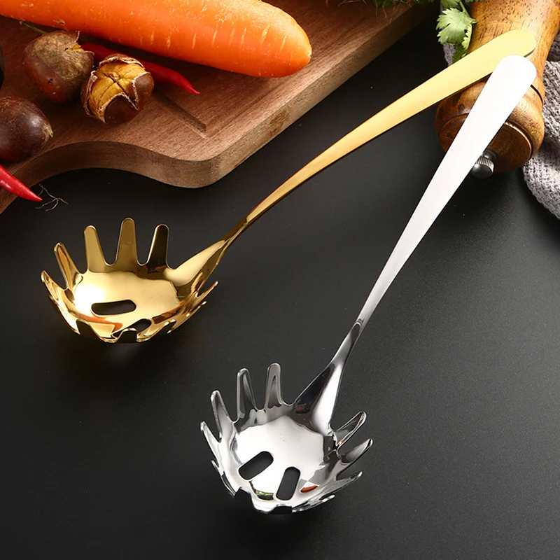 Spoon Multifunctional Noodle Spoon Food Strainers Stainless Steel Spaghetti Server Pasta Colander Ladle Noodle Strainer Tool
