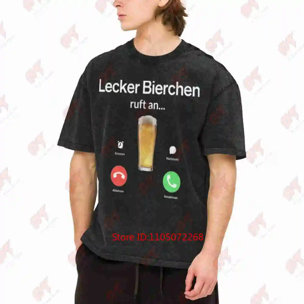 Lecker Bierchen Ruft An Vintage Washed Tee Pure Cotton T-Shirt