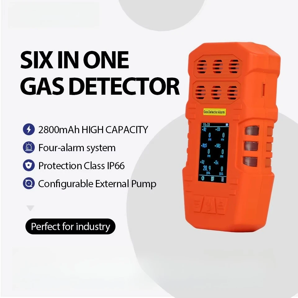Otywell original OT137 portable 6-in-1 LCD ga s detector, high-precision multi-ga s monitor, can detect O2 CO H2S LEL CO2 NH3