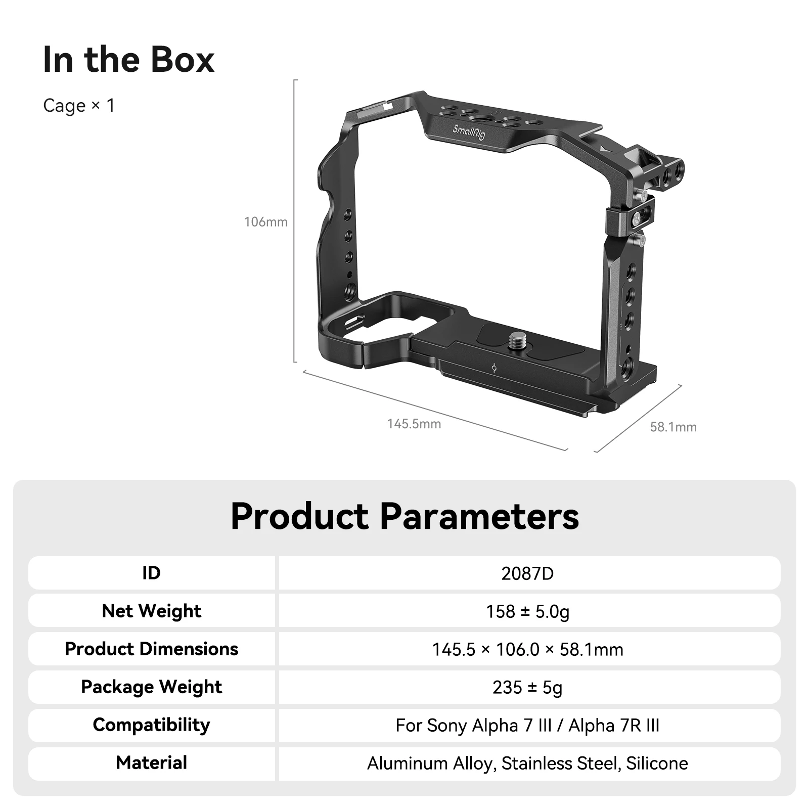 SmallRig Cage for Sony A7 III A7R III 2087D