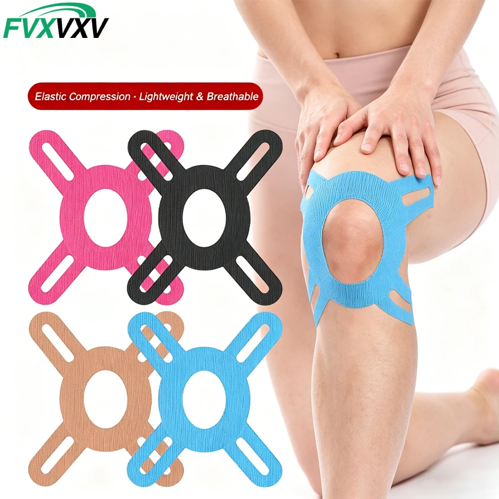 5/10 Stück vorgeschnittenes X-förmiges Kinesiologie-Tape für Knie, wasserfeste selbstklebende Knieunterstützungspflaster, ideal für die Erholung nach dem Training