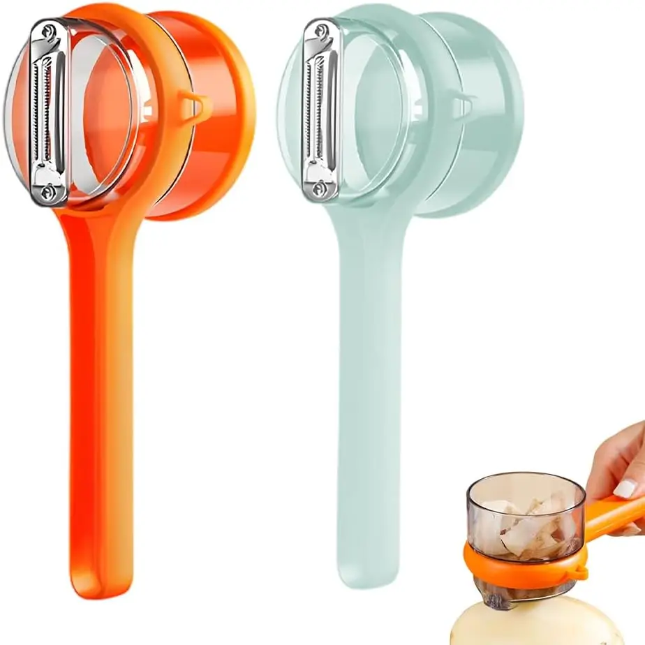 

Kitchen Fruit Peeler with Box Storage, Double-Sided Stainless Steel Multi-Function Vegetable Peeler Catcher with Storage Bucket