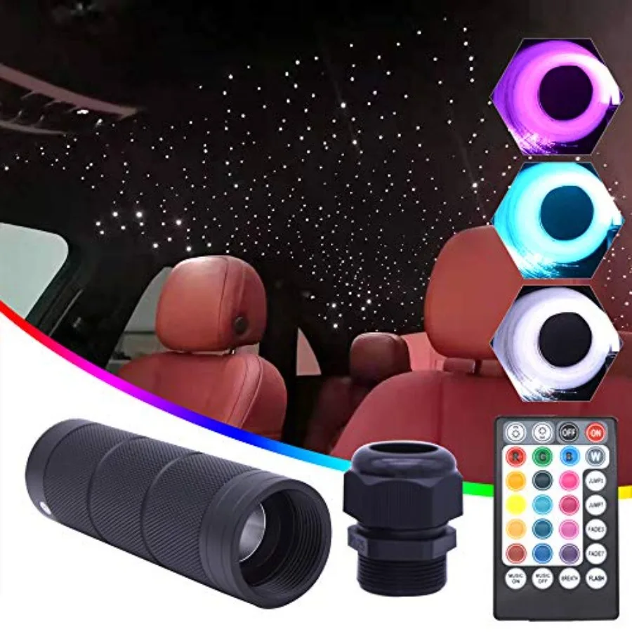 

Car Fiber Optic LED Lights 400 Strands 0.03in 9.8ft Long Cable Optical Fiber Star Headliner Ceiling Kit 6W Music Mode Remote Ro