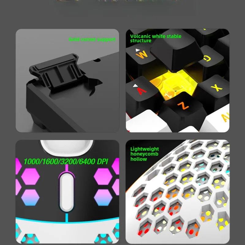 Keyboard and mouse sets 60% RGB gaming with keyboards mouse combo pc kit gamer backlit mini 61 keys computer wired set key board