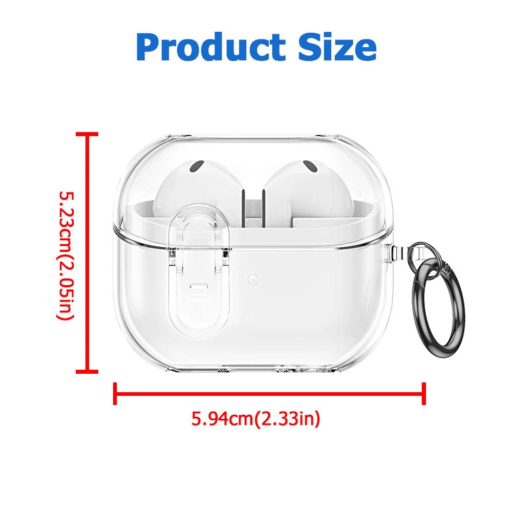 For Samsung Galaxy Buds 3 Buds3 Pro Clear TPU Protective Cover Automatic Pop-up Design Secure Lock Shell With Keychain Hook