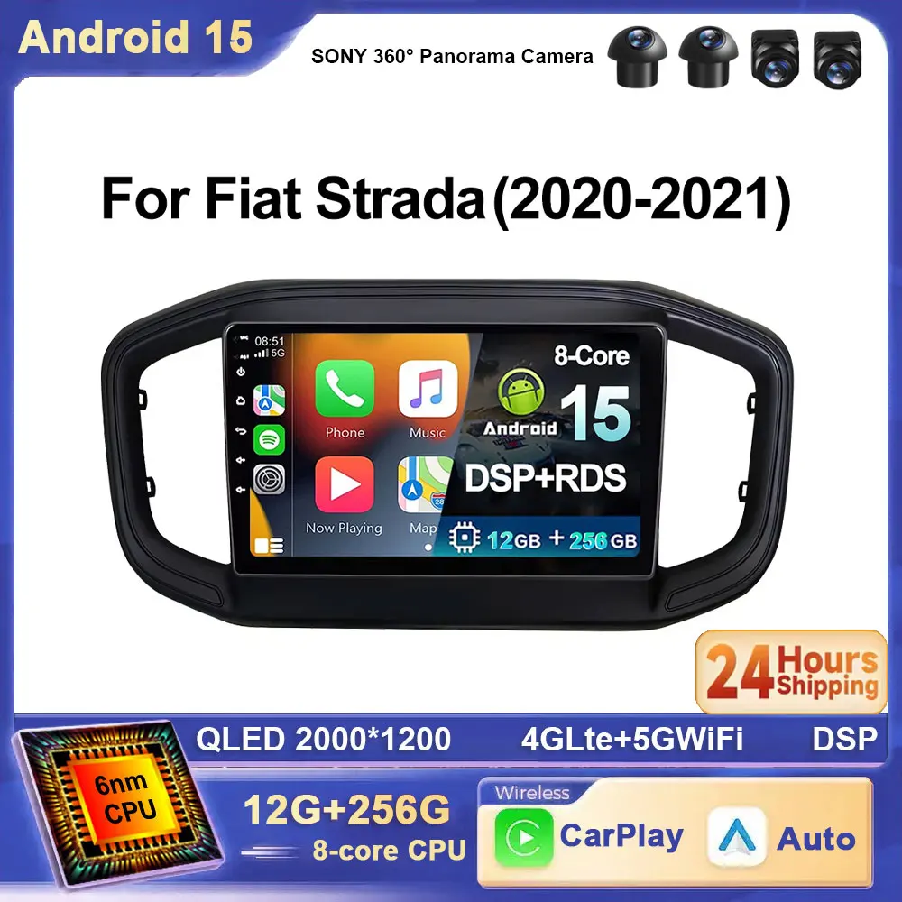 

Для Fiat Strada 2020 2021 2022 Android 15 Auto 2K Carplay Автомобильный радиоприемник Мультимедийный видеоплеер GPS-навигация Стерео 4G WIFI BT