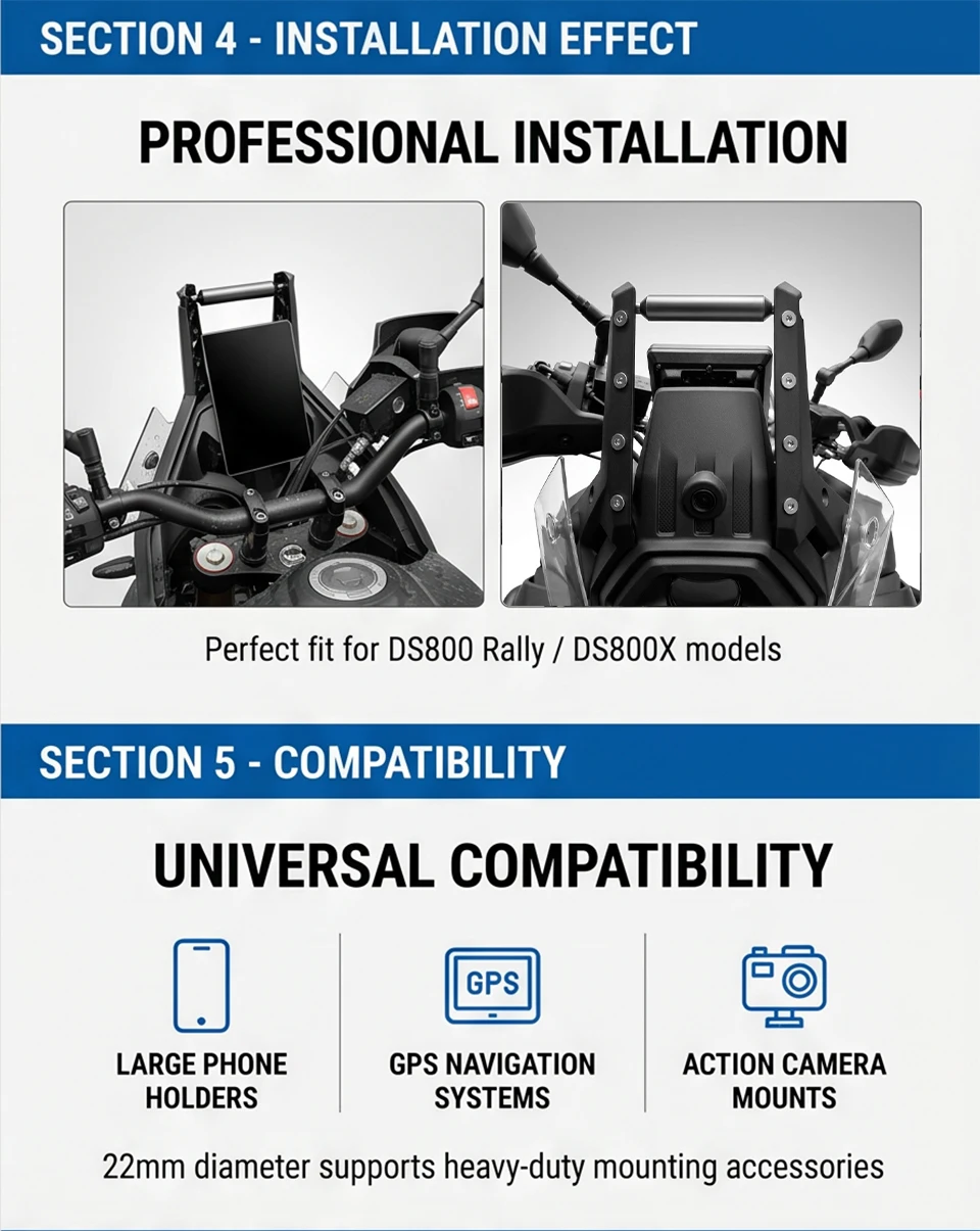 Für Loncin Voge DS800 Rally DS800X DS 800 Motorradzubehör Handyhalterung Ständer GPS-Navigationsplattenhalterung – Detail 3